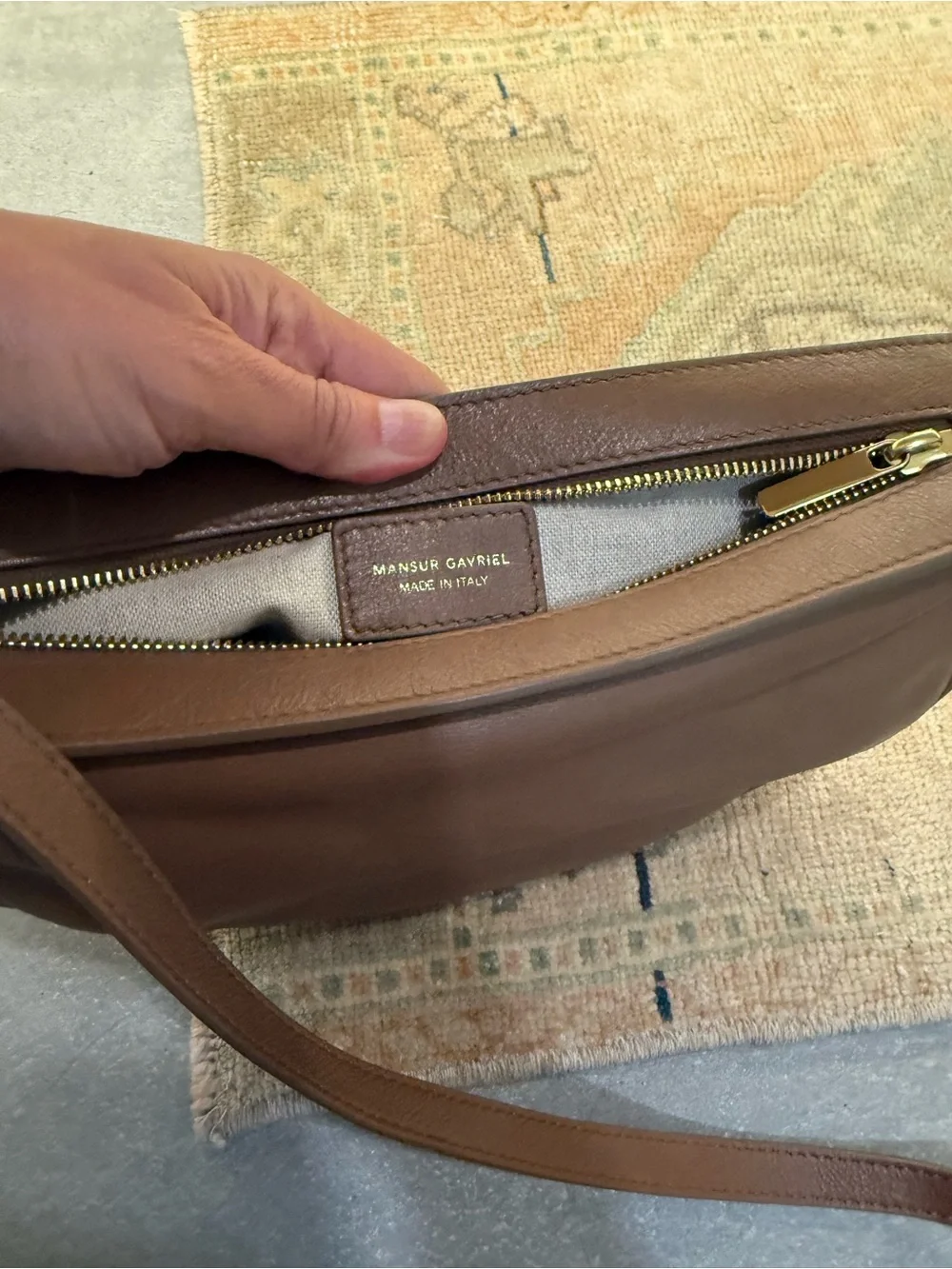 Mansur Gavriel Crescent Moon Sling Bag in Brown